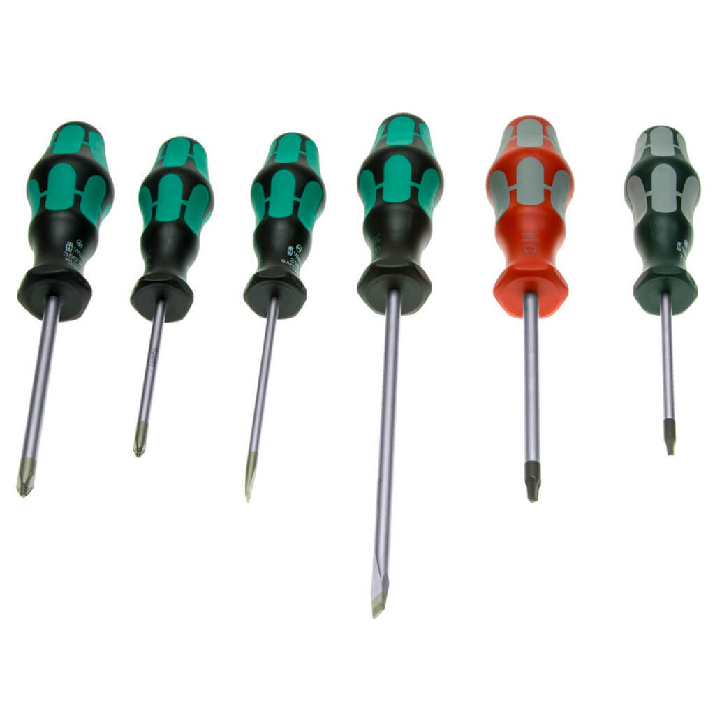 6-Piece Slotted Phillips Square Screwdriver Set with Rack