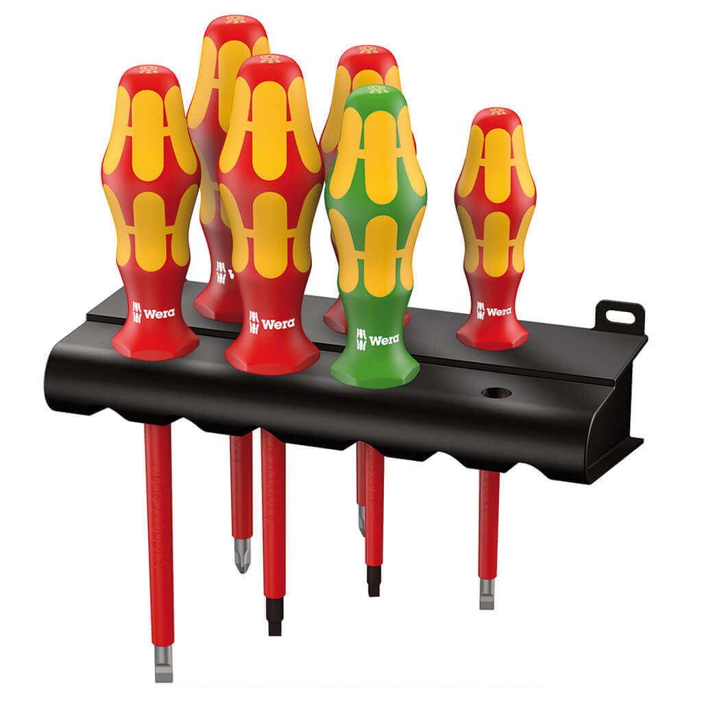 VDE Insulated Screwdriver Set with Rack 6-Piece