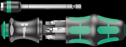 Slotted/Phillips Bitholding Screwdriver Set with Rapidaptor and Integrated Bit Storage