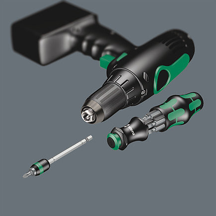 Slotted/Phillips Bitholding Screwdriver Set with Rapidaptor and Integrated Bit Storage