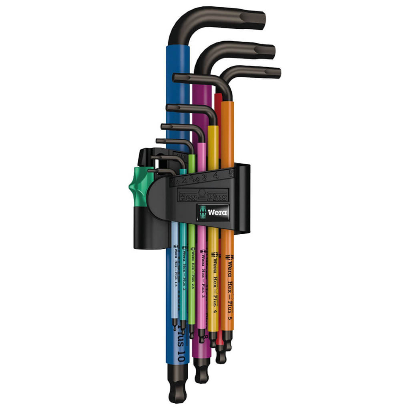 9-Piece Multicolour Metric Hex-Plus L-Key Set with Ballpoint Long Arm