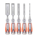 5-Piece High Impact Wood Chisel Set with Chrome Vanadium Steel Blades