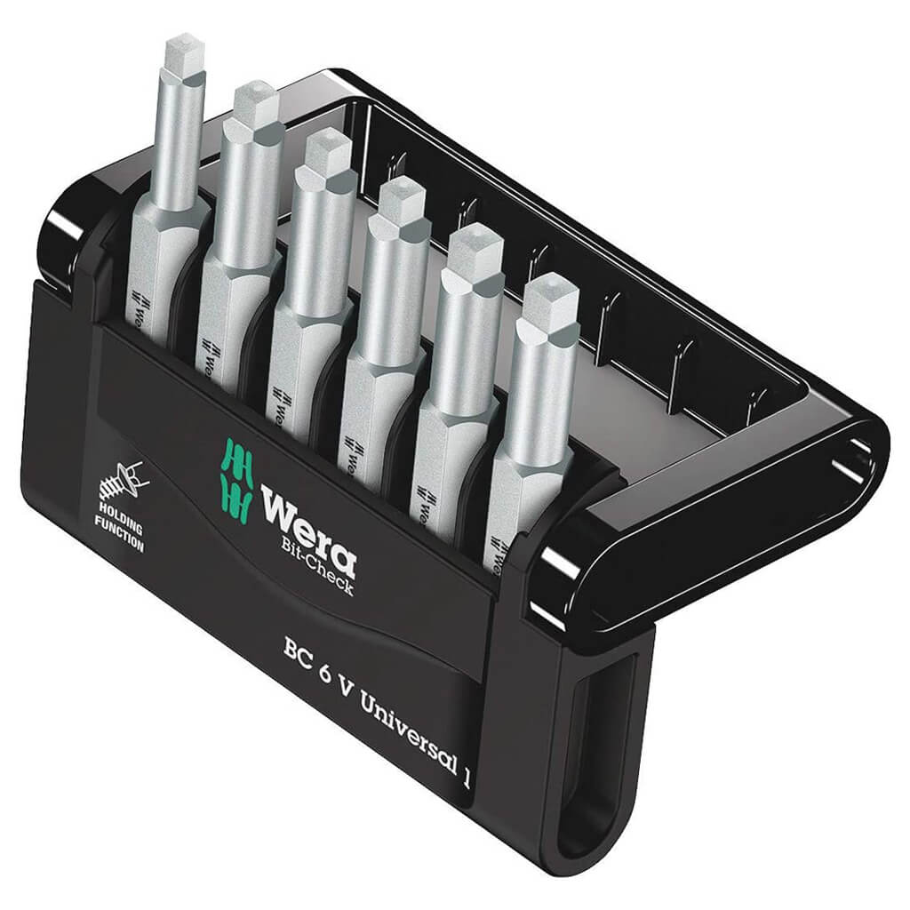 6-Piece Universal Square Recess Driver Bit Set with Holding Function
