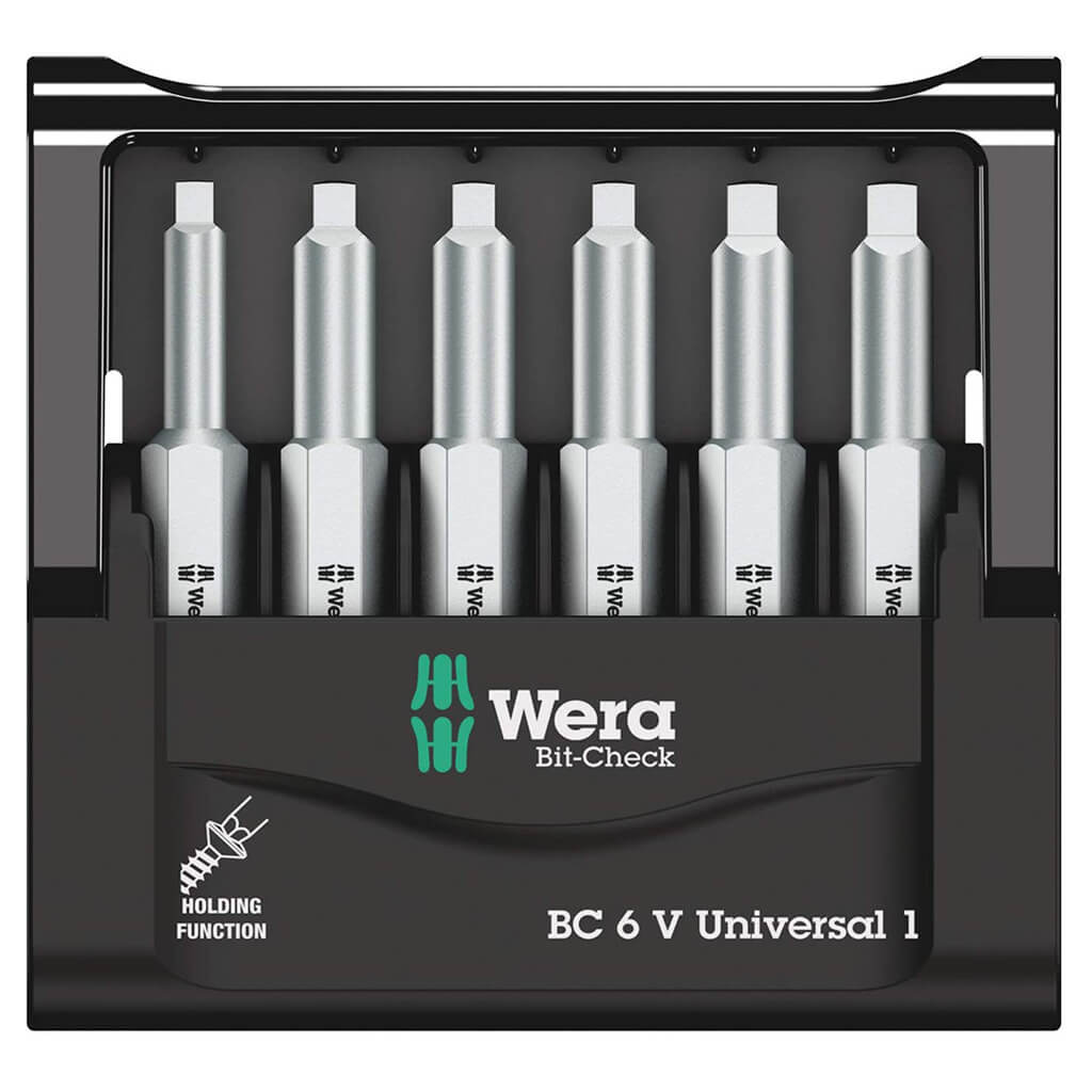 6-Piece Universal Square Recess Driver Bit Set with Holding Function