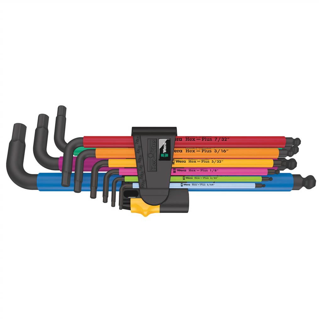 Multicolour Imperial L-Key Set with Ball-End Tips, 9-Piece Long Arm