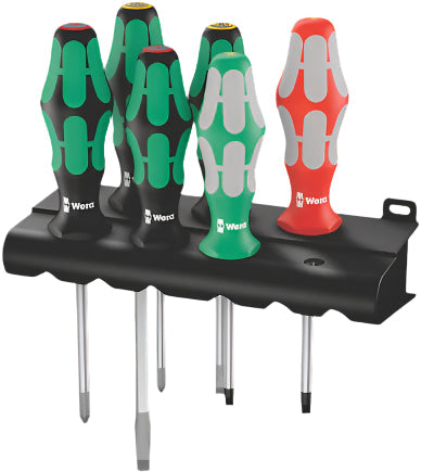 6-Piece Slotted Phillips Square Screwdriver Set with Rack