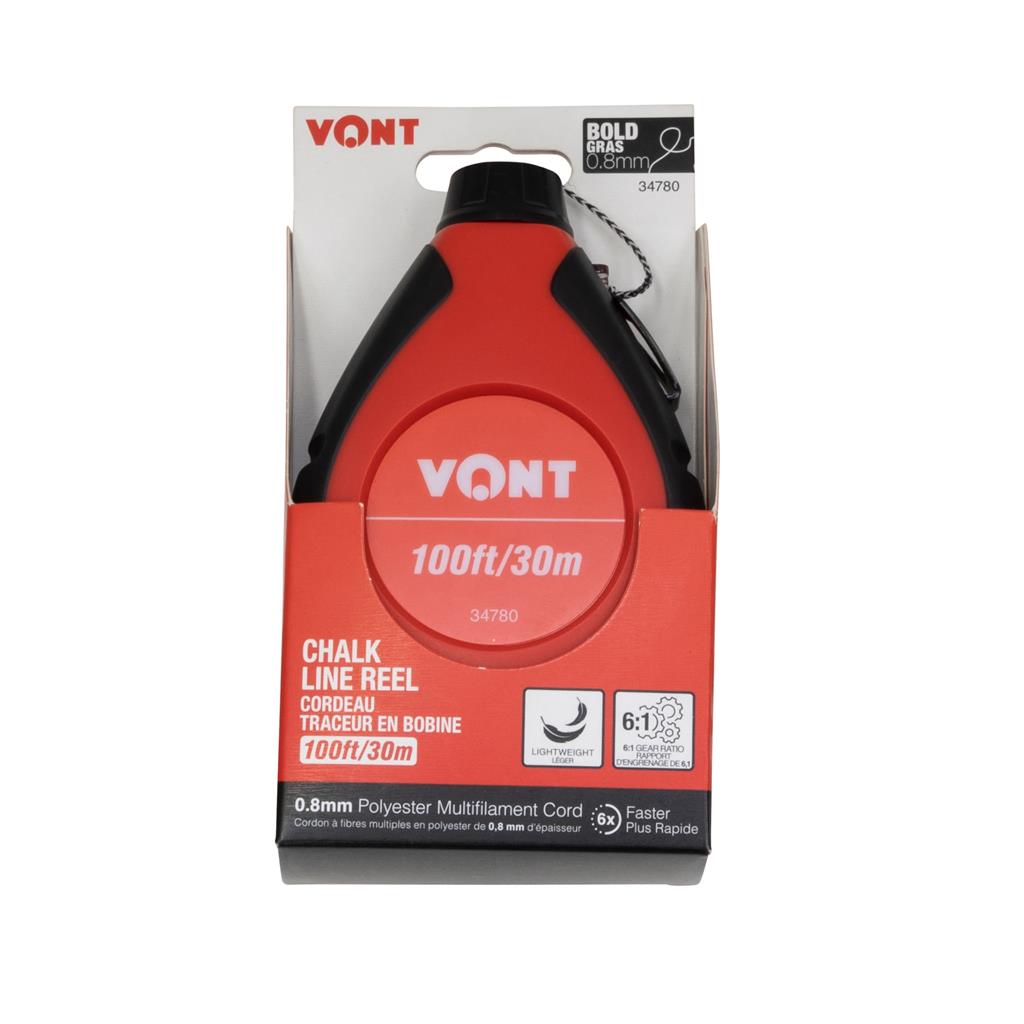 100 ft. / 30 m Chalk Line with 6:1 Gear Ratio and ABS Case