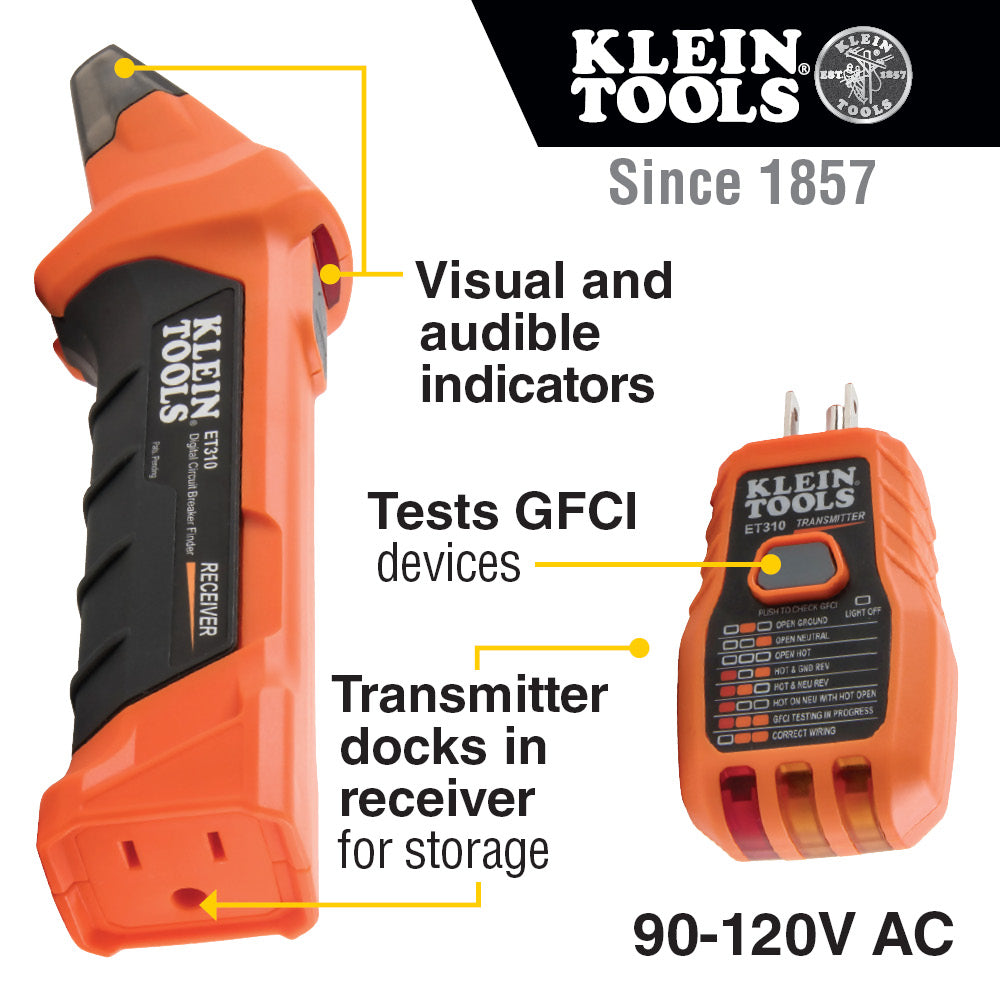 Digital Circuit Breaker Finder with GFCI Tester and Outlet Wiring Checker